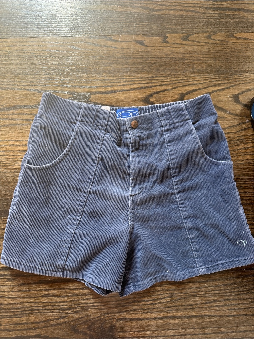 Vintage Ocean Pacific Corduroy High-Rise Shorts in Slate Blue